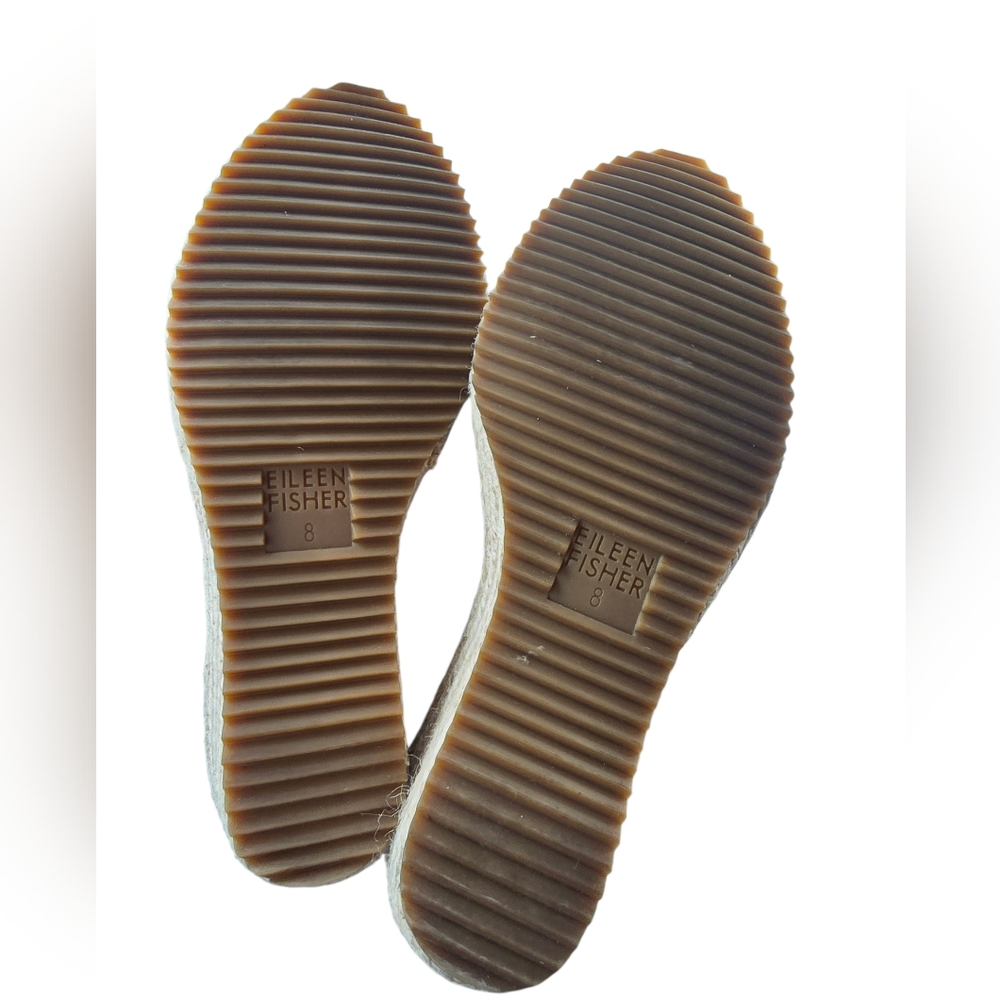 Eileen Fisher Black Yasmin Espadrille Wedge Sandals Size 8 - Picture 6 of 9